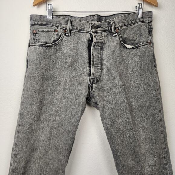 Levi's 501 Snap Button Straight Leg Jeans Size 34x32 Gray - Picture 2 of 8